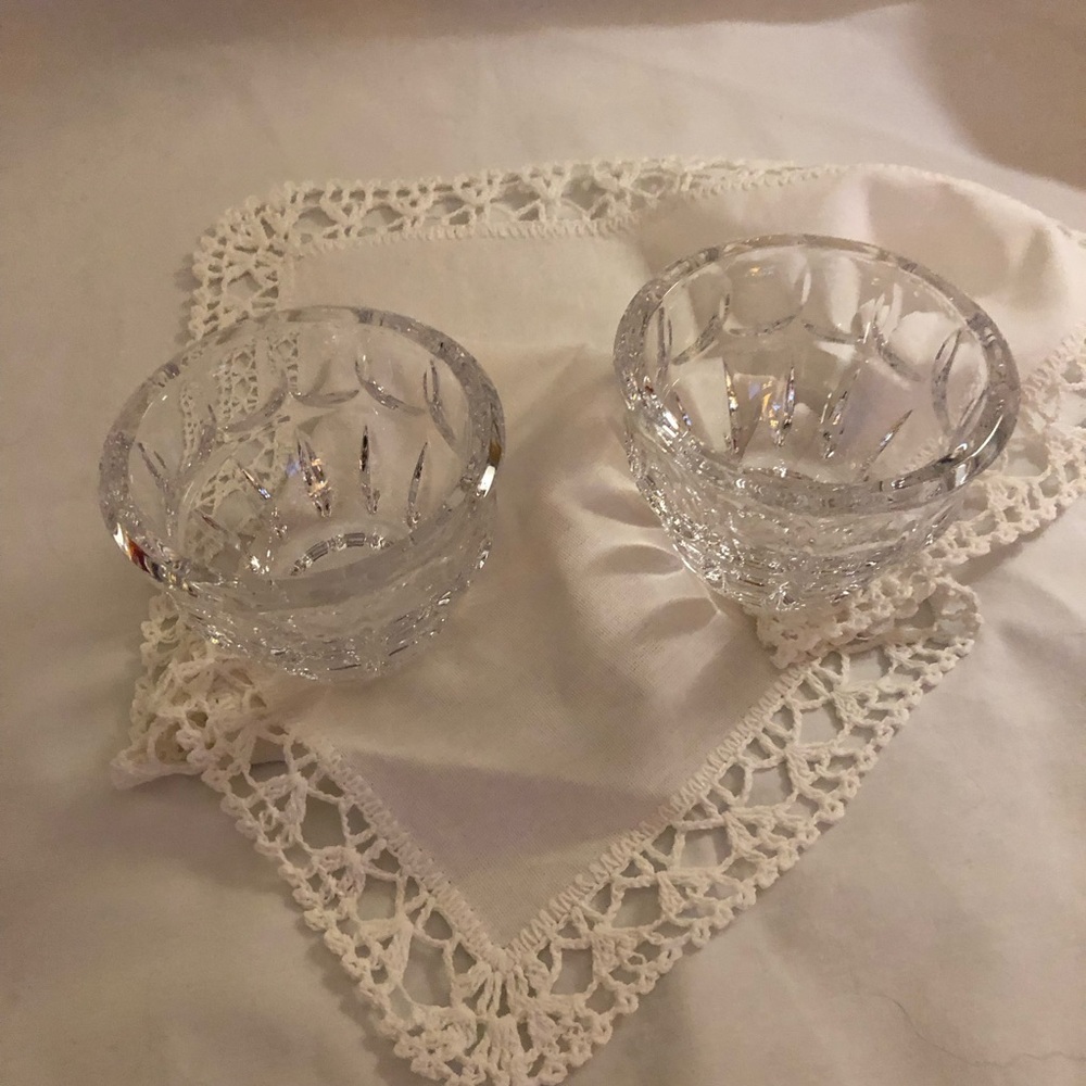 Lenox Clear Crystal Glass Votive Holders/Trinket Dishes - Elegant Pair - PRETTY